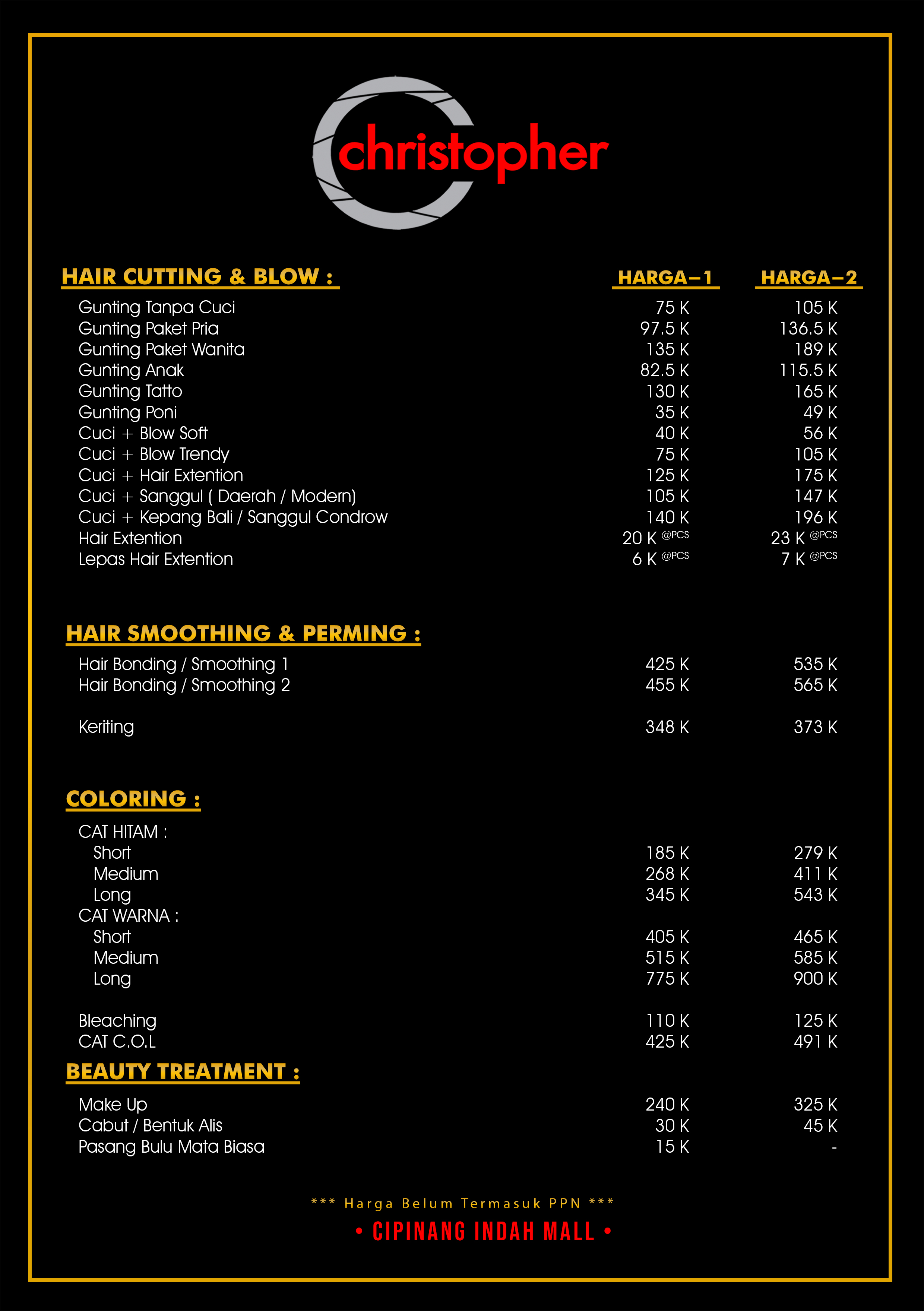 Cipinang Indah Mall TOP Price List