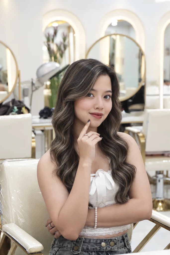 The real Balayage rambut dengan dimensi warna natural di Christopher Salon